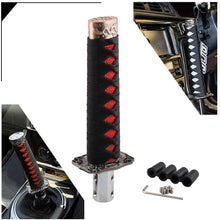 RYANSTAR Katana Shift Knob Samurai Sword Gear Shifter with 4 Adapters Universal Fit for Manual Cars Most Automatic Cars with 4 Adapters Black+Red