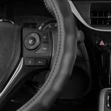 BDK Genuine Leather Car Steering Wheel Cover 14.5"-15.5" (Medium/Black) - Universal Fit, Easy Installation
