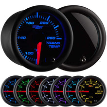 GlowShift Tinted 7 Color 260 F Transmission Temperature Gauge Kit - Includes Electronic Sensor - Black Dial - Smoked Lens - for Car & Truck - 2-1/16" 52mm