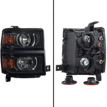 For 2014 2015 Chevy Silverado 1500 Pickup Truck Black Bezel Porjector Headlight Lamp Assembly Driver + Passenger Side