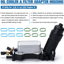 PTNHZ Oil Cooler Filter Adapter Housing w/ Sensors Gaskets Kit Relacement For 14-17 Chrysler 200/300 Dodge Caravan Jeep Cherokee Ram 1500 3.6L V6 Aluminum Silver 68105583AF