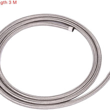 Qiilu AN6 Stainless Steel Braided Fuel Oil Line with 6pcs Swivel Fitting Hose End Adaptor 3.65m/12Ft