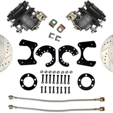 Compatible With Mopar 8 3/4" and Dana 60 Rear Axle Disc Brake Conversion Kit with Cross Drilled and Slotted Rotor & Stainless Braided Hoses, Includes Calipers with Parking Brake Cables Provision, 56PC