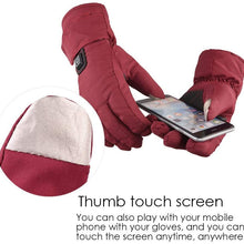 Wustrious Women's Electric Heating Gloves, Outdoor Warm Gloves, Adjustable Temperature, Rechargeable, Touch Screen, with Battery, Wine Red Realistic