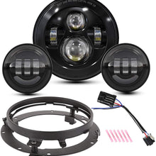 7 Inch Round LED Headlight Bulb kit With 4.5 Inch Passing Lamps Fog Lights Mounting Ring For Street Glide Ultra Classic Road King Electra Glide Heritage Softail Slim Deluxe Fatboy Tri CVO Black