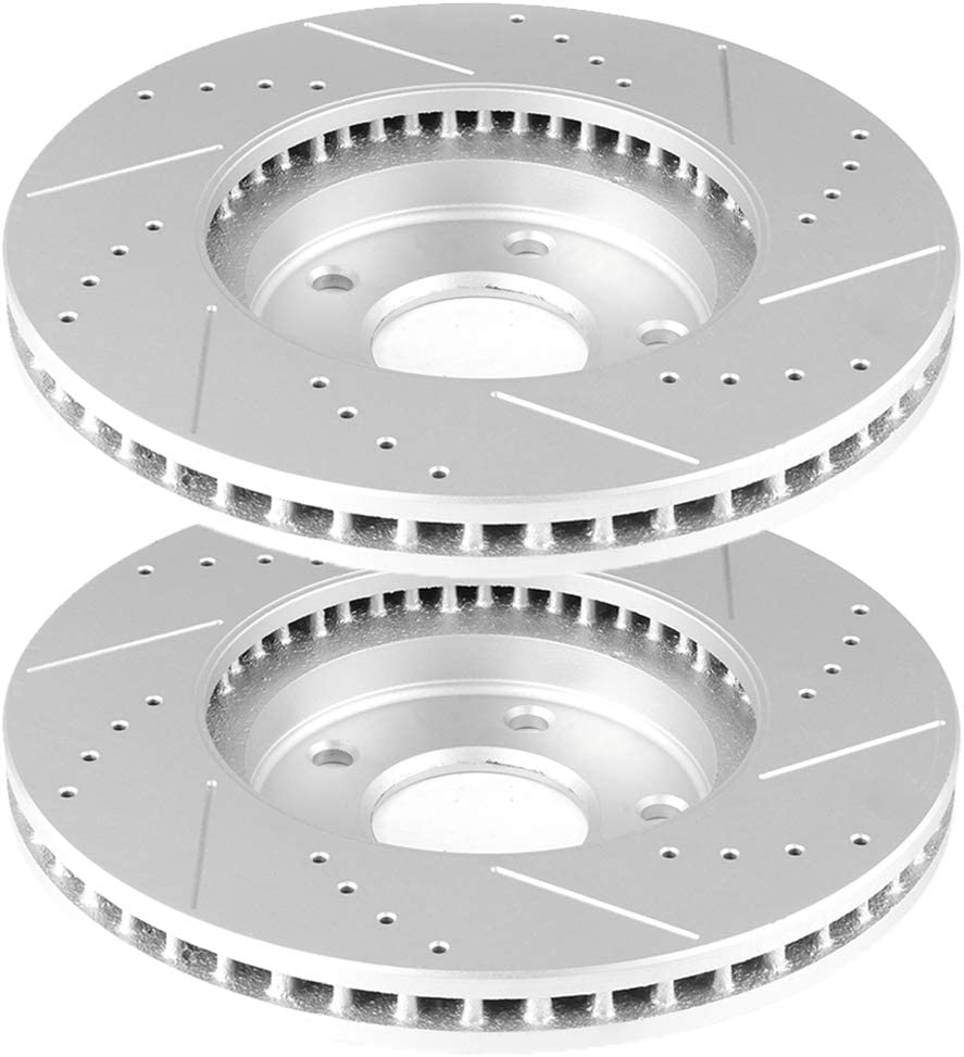 Front Brake Rotors Discs Drilled Slotted HUBDEPOT fit for 2003-2004 I-nfiniti M45,2002-2006 I-nfiniti Q45,2004-2009 2011-2017 N-issan Quest