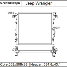 AUTOSAVER88 Radiator Compatible with 2012-2017 Jeep Wrangler 3.6L, 2007-2011 Jeep Wrangler 3.8L V6 ATRD1049