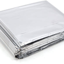 uxcell Outdoor Camping Solar Warming Mylar Emergency Blanket Silver Tone 82.7" x 51.2"