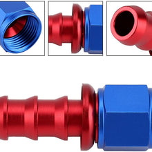 Qiilu AN6 Straight 45 90 180 Degree Push On Twist Lock Oil Gas Fuel Line Hose End Male Fitting Aluminum Alloy Blue and Red(0°)