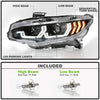 ACANII - For 2016-2020 Honda Civic Halogen Black LED Tube Sequential Turn Signal Projector Headlights Headlamps Assembly
