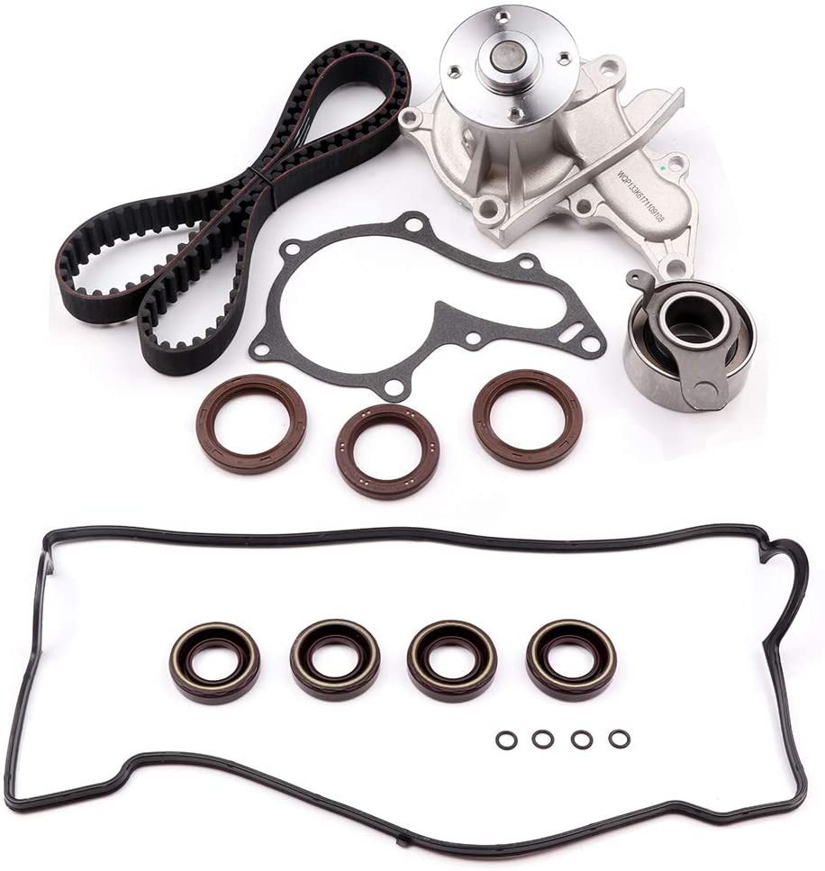 Timing Belt Kit including timing Belt water pump with gasket tensioner bearing etc,OCPTY Compatible for 1993 1994 1995 1996 1997 Geo Prizm/1993 1994 1995 1996 1997 Toyota Corolla