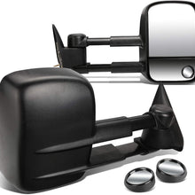 Replacement for Chevy GMC C/K GMT400 Black Textured Telescoping Manual Extendable Towing+Circle Blind Spot Mirror