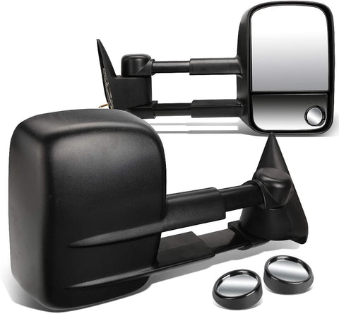 DNA Motoring TWM-022-T111-BK+DM-SY-022 Pair of Towing Side Mirrors + Blind Spot Mirrors