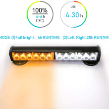 LE-JX Amber/White Wireless Battery Traffic Advisor Emergency Lights Bar Beacon Led Strobe Warning Light Roof Top Hazard Flash with Magnetic Base Mount and 12V Rechargeable Plug (Yellow/White, 12 LEDs)