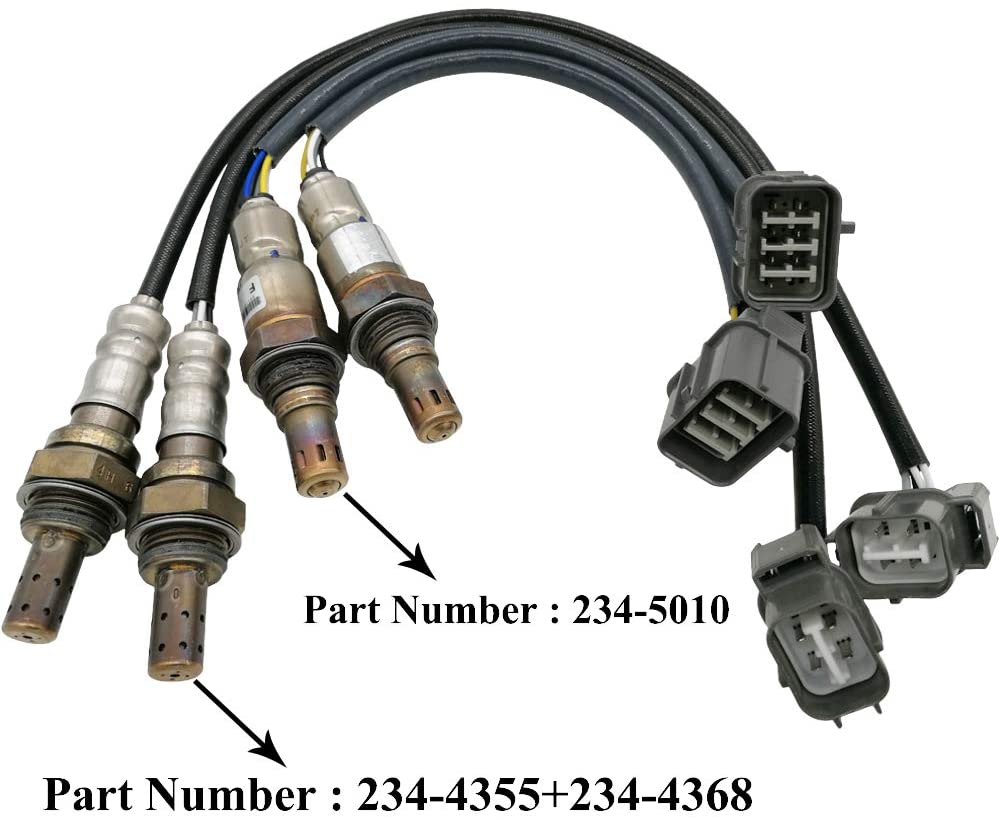 Automotive-leader 4Pcs 234-5010 234-4355 234-4368 Oxygen Sensor 1 Sensor 2 Bank 1 Bank 2 Upstream Downstream AFR Replacement for Honda Accord 3.0L Odyssey Pilot Ridgeline Acura MDX RL 3.5L