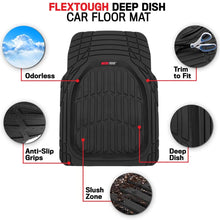 Motor Trend MT-923-920 FlexTough Contour Liners-Deep Dish Heavy Duty Rubber Floor Mats for 3 Row Car SUV Truck & Van-All Weather Protection (Black)