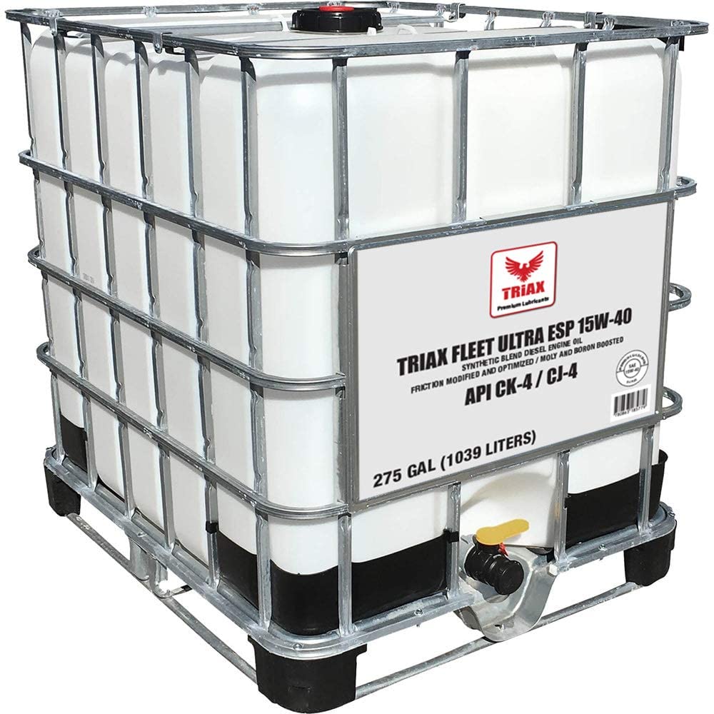 Triax API CK-4 Licensed Fleet Ultra ESP 15W-40 Synthetic Blend - Moly & Boron Performance Boosted, Heavy Duty Diesel Engine Oil - OEM Approval: Volvo, Mack, Cummins, DD (275 Gallon Tote)