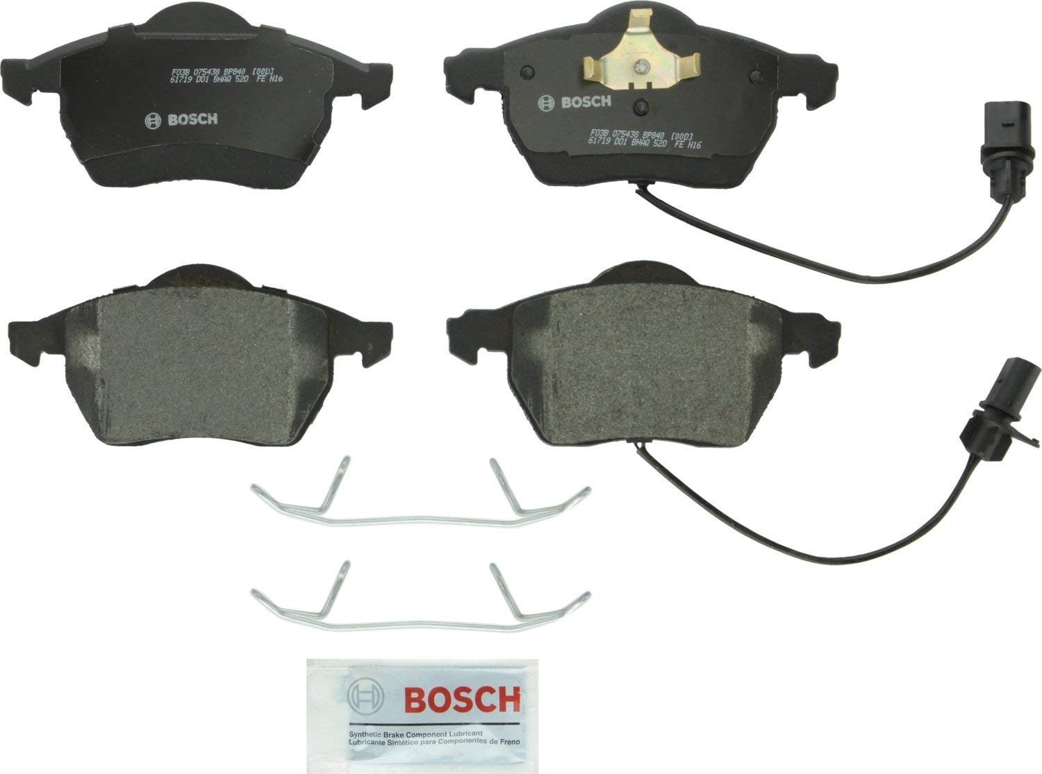 Bosch BP840 QuietCast Premium Semi-Metallic Disc Brake Pad Set For: Audi A4, A4 Quattro, A6, A6 Quattro; Saab 9-5; Volkswagen Passat, Front