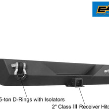 E-Autogrilles JTJRB004 EAG Rear Bumper With 2" Hitch Receiver & 2 D-ring Black Textured Off Road for 87-06 Jeep Wrangler TJ YJ