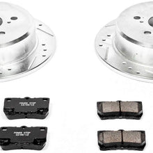 Power Stop K195 Rear Brake Kit with Drilled/Slotted Brake Rotors and Z23 Evolution Ceramic Brake Pads,Silver Zinc Plated