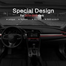 Thenice 4pcs Center Consoles Panel Stickers Dashboard Trims Strips Inner Decals for 10th Gen Honda Civic 2019 2018 2017 2016 -Red