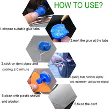 Qiilu Car Dent Repair Tools Dent Lifter Paintless Removal Kit Puller Grip PRO Slide Hammer T-Bar Tool + 18pcs Glue Puller Tabs for Vehicle SUV Car Auto Body Hail Damage Remover