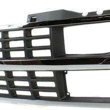 Grille Assembly Compatible with 1988-1993 Chevrolet K1500 Chrome Shell/Silver Insert with Quad or Composite Headlights