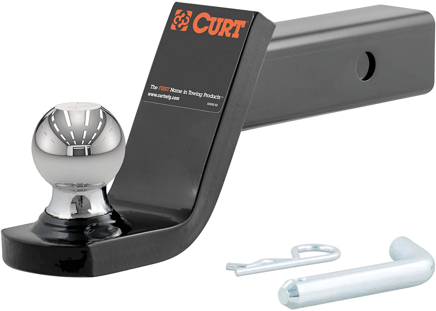 CURT 45154 Fusion Trailer Hitch Mount with 2-Inch Ball & Pin, Fits 2-In Receiver, 7,500 lbs, 4-Inch Drop