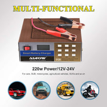 ADPOW Automotive Battery Charger 12V 24V 10A Automatic Smart Battery Maintainer Intelligent Pulse Repair for Boat Marine Truck Lawn Mower Deep Cycle Battery with Terminal Clean Brush