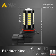 Alla Lighting 9145 H10 LED Fog Light Bulbs 2800 Lumens Xtremely Super Bright 9140 9045 9155 9040 5730 33-SMD 12V PY20D Fog Lights Replacement for Cars, Trucks, 6000K Xenon White