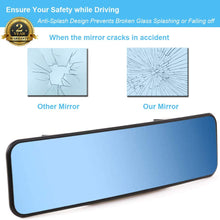 KITBEST Anti Glare Rearview Mirror, Universal Car Interior Rear View Mirror Panoramic Convex Clip On Wide Angle Blue Tint Mirror to Reduce Blind Spot and Antiglare Effectively