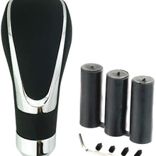 Abfer Leather Shift Knob Automatic Aluminum Alloy Manual Car Gear Stick Lever Shifter Head Without Lock Button