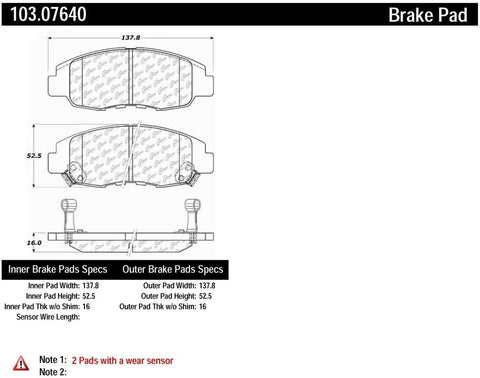 Centric (103.07640) Brake Pad, Ceramic