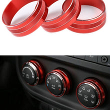 Danti 3pcs Audio Air Conditioning Button Cover Decoration Twist Switch Ring Trim for Jeep Wrangler JK JKU Patriot Liberty 2011-2018 Dodge Challenger 2008-2014 (Red)