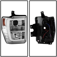 V2 LED Tube DRL Aftermarket Replacement Headlights for Ford F250 350 450 08-10 - Chrome/Clear Lens