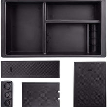 AORRO Center Console Organizer for Chevy/Chevrolet Tahoe Suburban Silverado GMC Sierra Yukon 2015-2018 ABS Tray Armrest Box Secondary Storage Full Console w/Bucket Seats ONLY (Black)