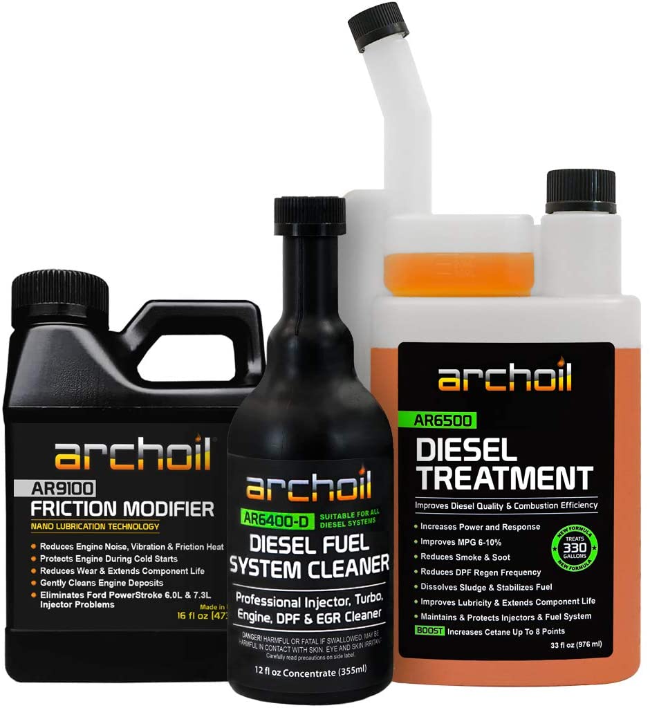 Archoil Ultimate Diesel Kit - AR9100 Friction Modifier (16oz) + AR6500 Diesel Treatment (33oz) + AR6400-D Diesel Fuel System Cleaner (12oz)