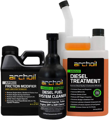 Archoil Ultimate Diesel Kit - AR9100 Friction Modifier (16oz) + AR6500 Diesel Treatment (33oz) + AR6400-D Diesel Fuel System Cleaner (12oz)