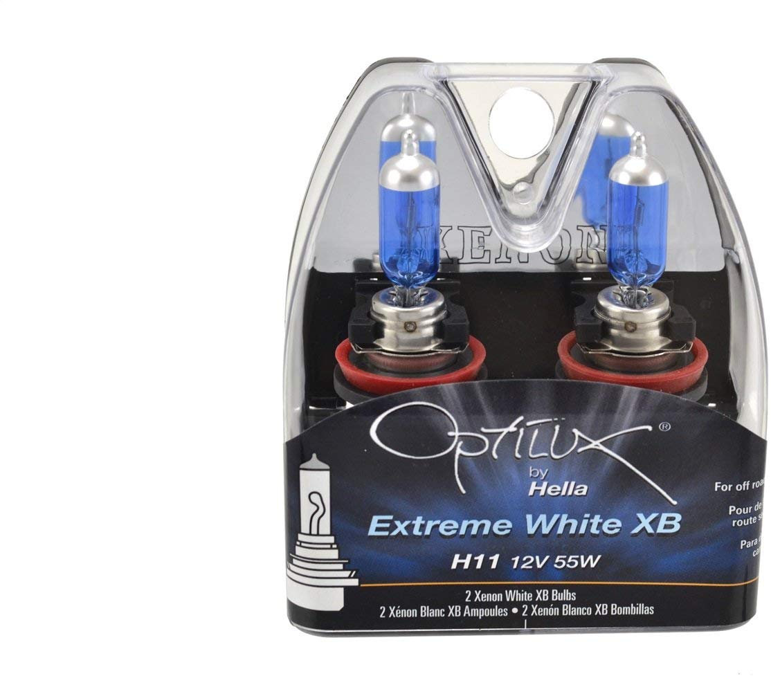 HELLA H71071262 Optilux XB Series H11 Xenon White Halogen Bulbs, 12V, 55W, 2 Pack