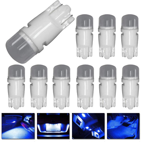 DODOFUN T10 Ceramics Interior Exterior Bright LED Light 168 175 194 2825 W5W Size Bulb Deep Blue Color (Pack of 10)