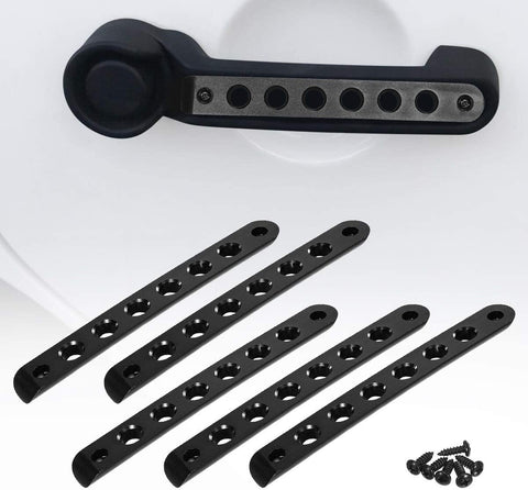 Partsam 5 Pack/Set Brushed Aluminum Side Door Grab Handle Knobs Inserts Cover Decoration Trim Front & Rear w/Black Screws Compatible with Jeep Wrangler JK & Unlimited 4 Door 2007-2018 - Black Color