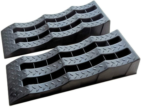 OMAC Auto Accessories Car Multilevel Ramp Heavy Duty Leveling Blocks | Black Chocks Car Tires Lifting Stabilization 2 Pcs. | Vehicle Ramp - Pair 11000lbs GVW Capacity