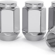 20pcs Silver Chrome Bulge Lug Nuts (Metric 12x1.25 Threads, 1.4 inch length) Conical Cone Taper Acorn Seat Closed End - Compatible with Nissan Infiniti Subaru and More - Installs with 19mm Hex Socket