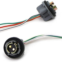 iJDMTOY (2) 1157 2057 2357 7528 Metal Socket/Base w/Pigtail Wiring Harness For Turn Signal, Brake/Tail Lights or LED Bulbs Retrofit, etc
