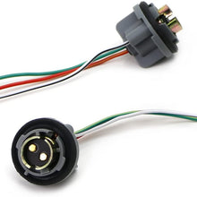 iJDMTOY (2) 1157 2057 2357 7528 Metal Socket/Base w/ Pigtail Wiring Harness Compatible With Turn Signal, Brake/Tail Lights or LED Bulbs Retrofit, etc