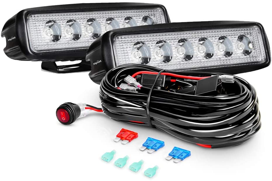 Nilight 2PCS 18W Spot LED Work Lights Led Pods Fog Lights Off Road Led Lights Driving Lights with Off Road Wiring Harness, 2 Years Warranty