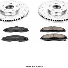 Power Stop K1547 Front Brake Kit with Drilled/Slotted Brake Rotors and Z23 Evolution Ceramic Brake Pads,Silver Zinc Plated