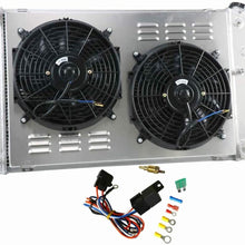 CoolingSky 3 Row Aluminum Radiator +Fan Shroud&Thermostat Kit Combo for 1973-80 Chevy&GMC C/K Series C10 C20 C30 Pickup /70-81 Camaro /80-86 Caprice /68-73 Chevelle &More GM Models - 32" Overall Width