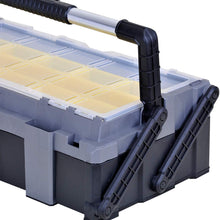 MEIJIA Portable Tool Storage Box, Organizers With Mental Latches And Two Auto Slide Drawers,Elegant Black,22.24x11.89x6.69inches (Large)