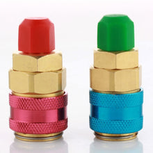Flexzion AC R134a Quick Connectors System Port Adapters Couplers Low High Set of 2 Conversion Kit for HVAC Auto Car Air conditioning with Manifold Hose Gauge